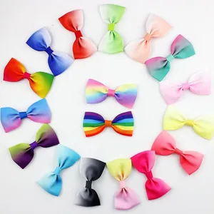 Rainbow gradient grosgrain ribbon bow clips set for kids hair accessory set