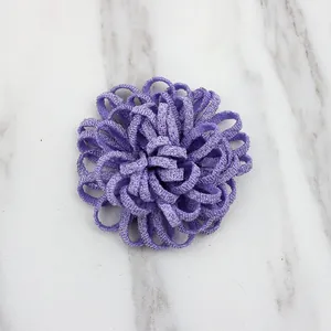 Handmade light purple fabric flower accessory for DIY hair clips and clothing decor
