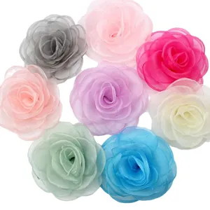 Fiori di rosa in seta e pizzo da 10cm fatti a mano in 8 colori per accessori per abbigliamento
