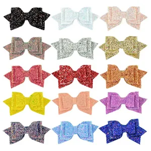 Large Sequin Glitter Bowknot DIY Hair Accessory Flat Bottom Swallowtail Bow For Kids Women Hair Decoration Shoes Flower Material