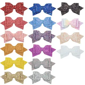 5-inch glitter sequin swallowtail bow hair accessories in sixteen assorted vibrant colors