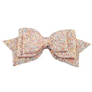 5-inch glitter sequin swallowtail bow for hair accessories and shoes in mixed pastel colors