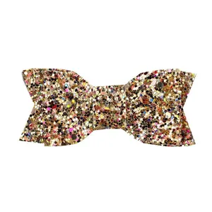 Handmade gold glitter bow accessory with shiny sequins for children hair decorations