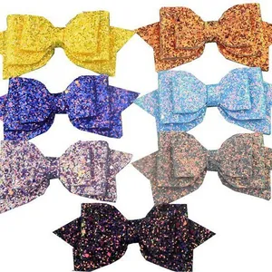 Barrettes à nœuds pailletées en 7 couleurs avec sequins brillants pour coiffures de fête