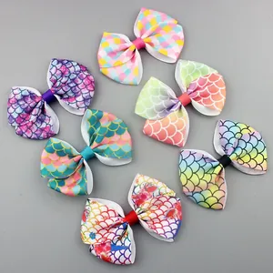 Set di 6 fiocchi in gros-grain con motivo a scaglie di sirena per accessori fai da te