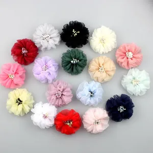 Accessoires floraux de 5cm en seersucker faits main pour vêtements en diverses couleurs