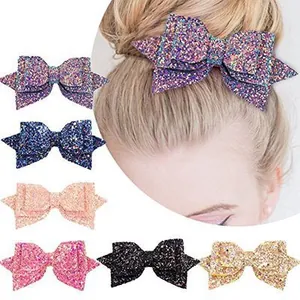 Handmade Shiny Glitter Bow Hair Clips For Women Girls Party Sparkly Bow Alligator Clips Fashion Hair Accessories