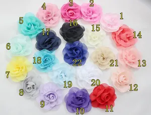 Handmade 6cm double-layer chiffon flower set in 22 colors for DIY hair and shoe accessories