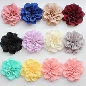 Set di 12 fiori colorati in chiffon da 10cm per decorazioni fai da te e accessori moda