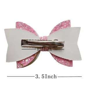 Barrette à cheveux nœud rose pailleté avec ailes d'ange pour filles, 3,5 pouces