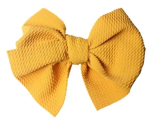 5-inch yellow waffle fabric bow accessory for DIY hairbands and clothing decoration