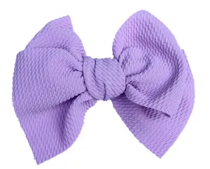 5-inch lavender bubble fabric bow accessory with waffle texture for DIY hair styling