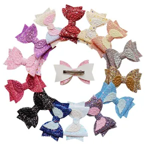 Pinces à Cheveux Nœud Ailes d'Ange Pailletées pour Filles Barrettes Papillon en Cuir PU pour Enfants Accessoires