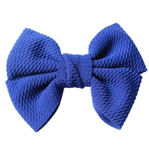 Navy blue textured fabric double bow accessory for DIY hair clips and clothing