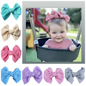 Grandes Pinces à Cheveux Nœud en Tricot Gaufre Pour Enfants Filles Bébés Nœud en Tissu Texturé Fait à la Main Accessoires Cheveux
