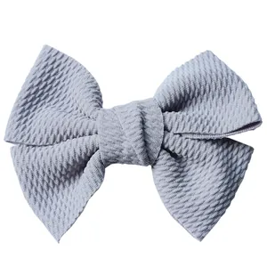 Dusty purple 4.5-inch waffle texture double-layered bow hair clip for girls