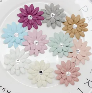 Fiori in microfibra con strass per accessori capelli fai da te e decorazione vestiti
