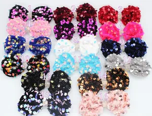 Nœuds en velours à paillettes colorées et strass en 16 couleurs assorties pour DIY