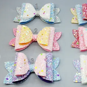 Barrettes à cheveux à nœuds scintillants pour filles en trois couleurs avec des paillettes