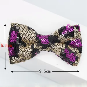 Fiocco di paillettes scintillanti da 9,5 cm in nero oro e viola per accessori scarpe