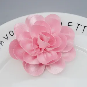 Handmade light pink chiffon 3D flower accessory for DIY apparel hats and shoes decoration