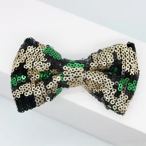 Papillon scintillante con paillettes leopardate oro, verde e nero per feste