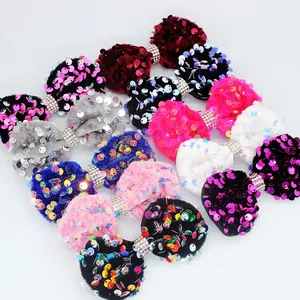 Nœud en Velours Paillettes et Strass Accessoire Cheveux DIY Applique pour Chaussures Chapeaux Vêtements Décor Filles Bijoux