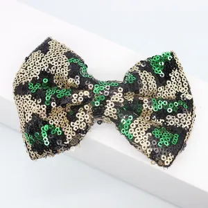 Fiocco di paillettes con motivo leopardato per accessori capelli e scarpe fai-da-te