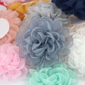 Handmade chiffon 3D fabric flowers for DIY clothing and hat accessory decorations