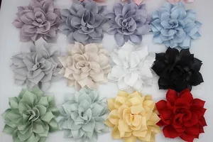 Flores de tela de doble capa de 12cm en varios colores para accesorios de calzado