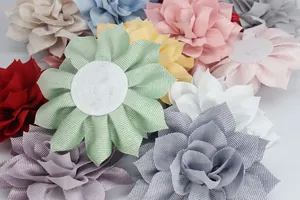 Multi-colored fabric flower accessories with mesh texture for shoes and hair decorations