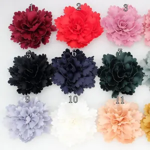 Multi-colored 7cm handmade satin fabric wavy pleated flowers for DIY apparel and hats