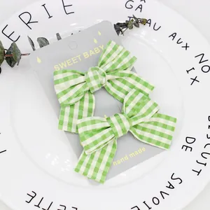 Kinder Gingham Schleife Haarklammern Und Haargummis Für Mädchen Handgefertigt Stoff Kariert Haarschmuck Süßer Prinzessinnen Stil