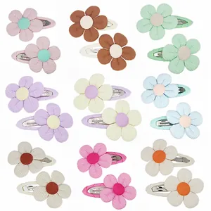 Cute Children Padded Fabric Sunflower Hair Clips For Girls Handmade Floral Barrettes Sweet Kids Hair Accessories Candy Colors Flower Hairpins