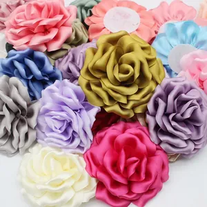 Elegant 10cm handmade satin flower assortments for DIY hair accessories and brooches