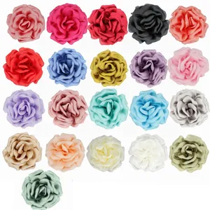 Elegant 10cm satin flower brooch in 21 assorted colors for suits and sweaters