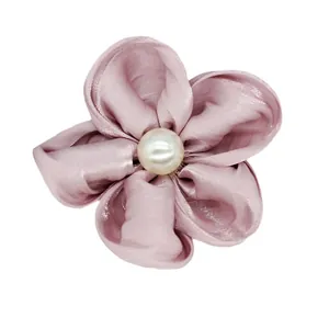 Barrette fleur en satin violet élégante avec perle pour un style français d'été