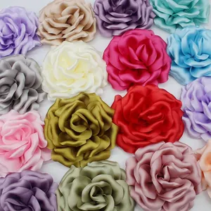 Handmade 10cm satin peony fabric flowers in various elegant colors for DIY crafts