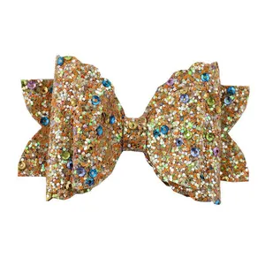 Detail of multi-layered glitter bow with colorful sequins for tumbler straw decoration