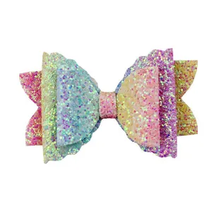 Glittering multi-color sequin bow decoration for tumblers and straw accessories