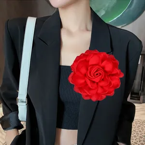 Handgefertigte Französische Satin Rosen Brosche Elegante Stoffblumen Korsage Dual Use Haarspange Für Damen Hochzeit Party Kleidung