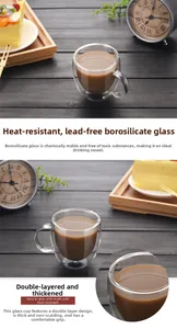 Dettaglio di tazza da caffè in vetro borosilicato a doppia parete resistente al calore