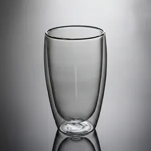 Tazza in vetro isolata a doppia parete in vetro borosilicato trasparente resistente al calore
