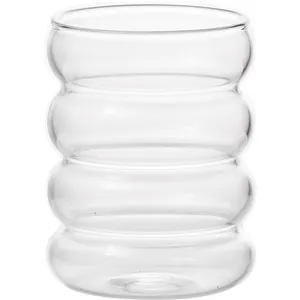 Three-tier wavy borosilicate glass cup with caterpillar design for coffee and milk