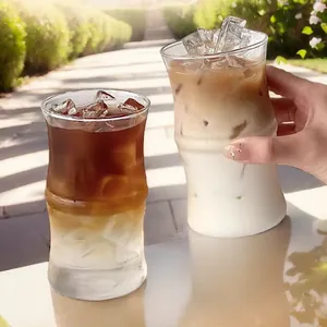 Modern Bamboo Joint High Borosilicate Glass Cup Heat Resistant Clear Coffee Mug For Iced Americano Latte Milk Juice Tea Water Glass