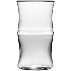 Bamboo-shaped borosilicate glass cup for iced Americano and latte with ribbed design