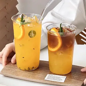 Minimalist heat-resistant glass cups set featuring crystal clear finish for cold drinks