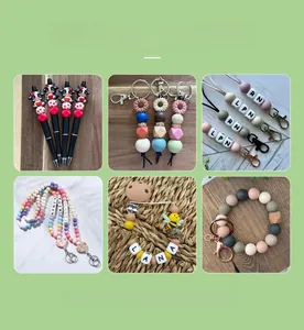 DIY silicone bead accessories collection showing football jerseys and floral charms