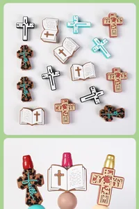 Religiöse Silikonperlen mit Kreuz- und Glaubenstext für DIY-Bastelarbeiten