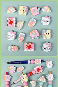 Detalle de cuentas de silicona de dibujos animados y accesorios para bolígrafos